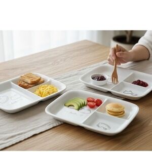 Japanese Frog Divided‎ Child's Snack Plate Appetizers Server White